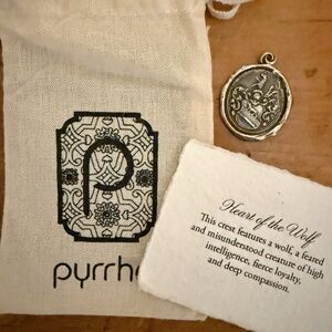 Pyrrha Heart of the Wolf Talisman- Sterling Silver on Oxidized Fine Curb Chain